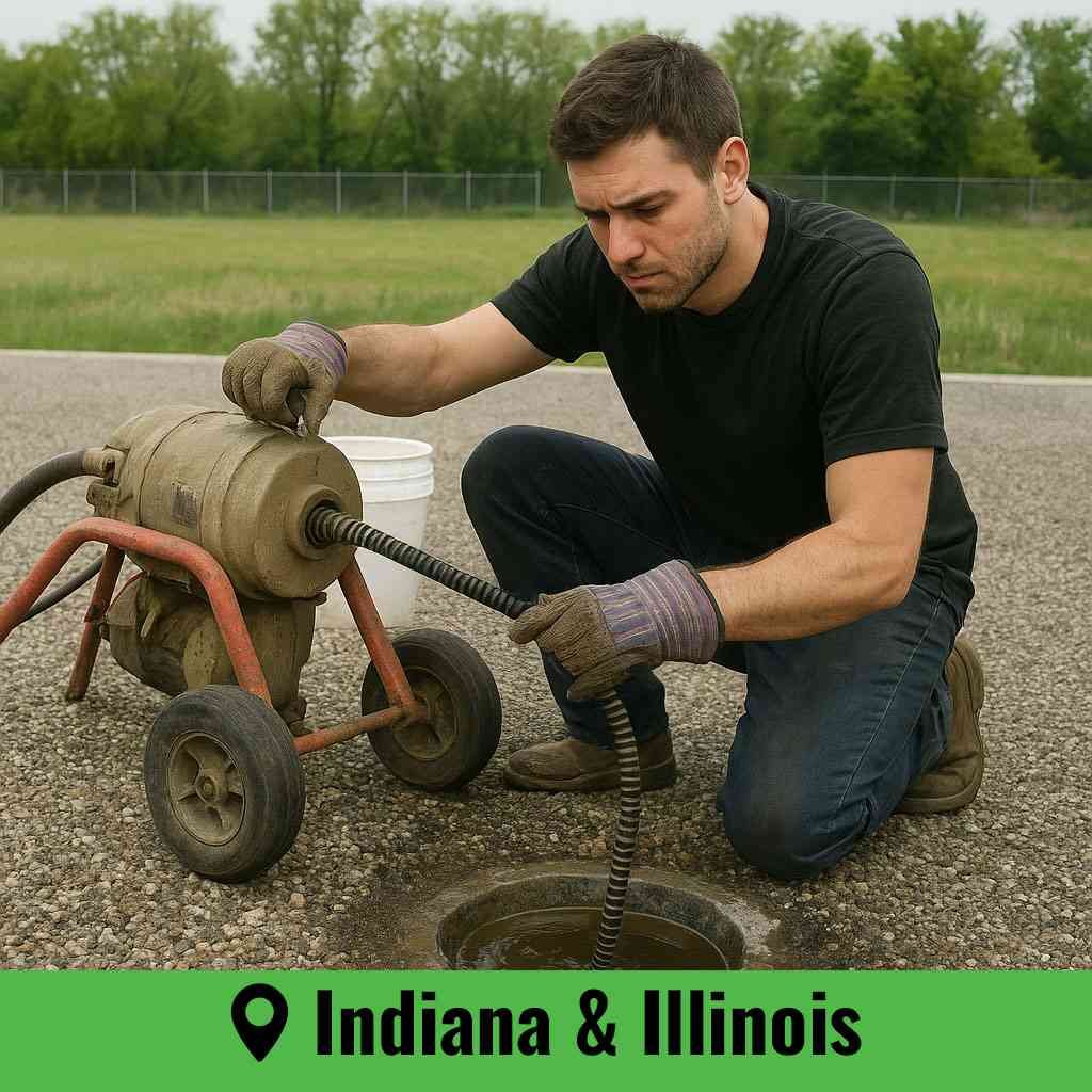 Professional sewer rodding near me technician performing sewer line clearing
